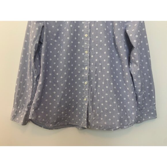 Talbots Women's Striped Polka Dot Long Sleeve Cotton Button‎ Down Blouse Size M - Picture 3 of 9